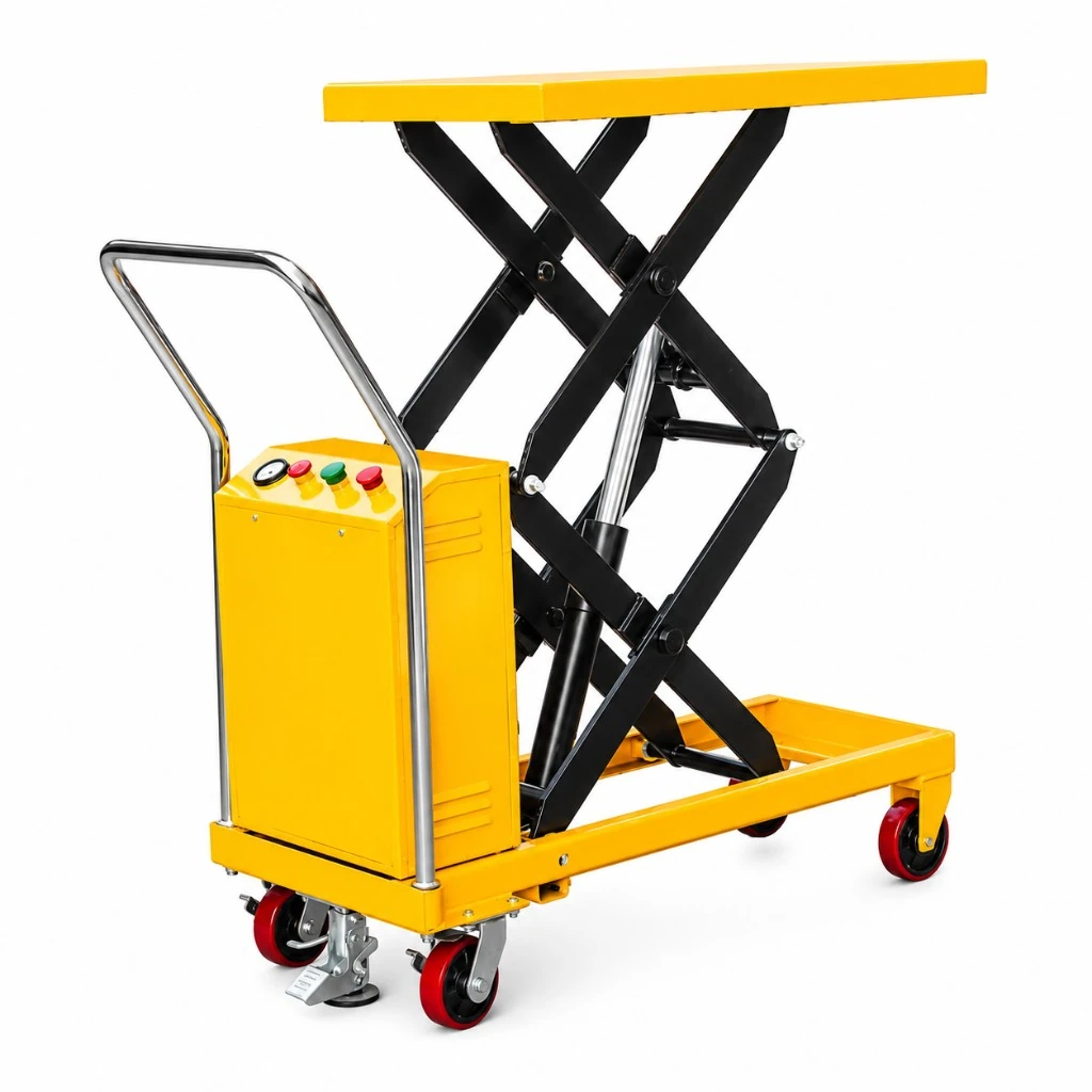 Daļēji elektrisks pārvietojams dubulto šķēru pacelšanas galds (PMPS350D), 350 kg, 1320 mm